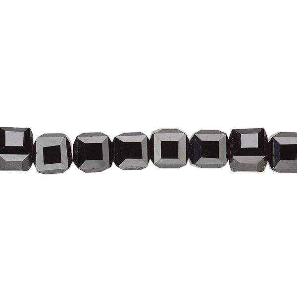 Bead 1pk 18 facets opaque black, Celestial Crystal® 6mm cube 15.5-16 inch image number 0