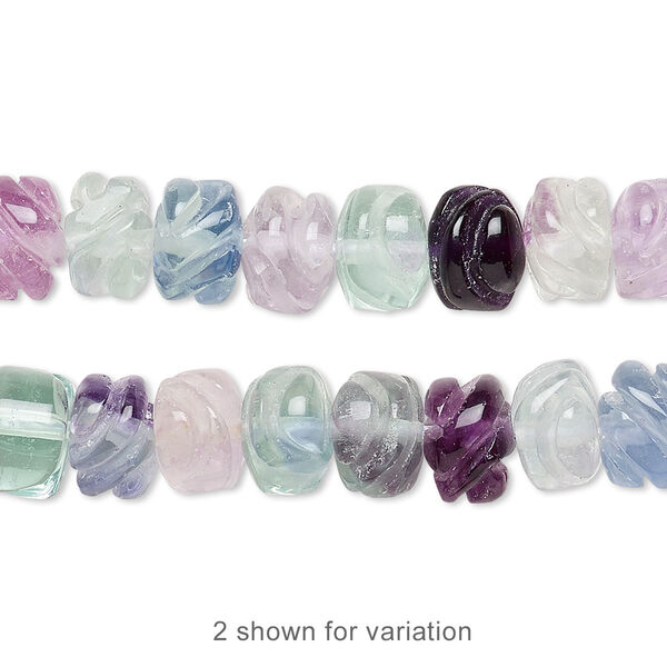 Rainbow fluorite 1pkg1, hand-cut carved rondelle bead natural 15.5-16 inch 8x6mm image number 0