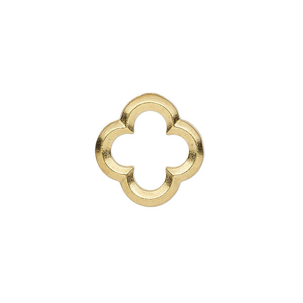 Component, TierraCast®, gold-plated pewter (tin-based alloy), 16.5mm open modified round with 11mm center hole. Sold per pkg of 2. image number 0