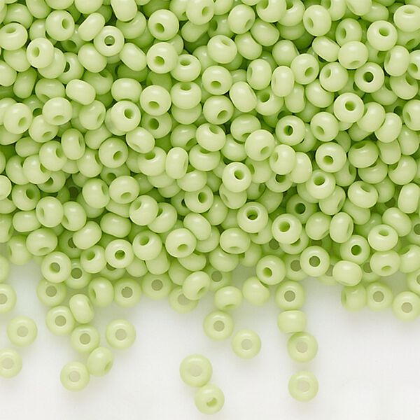 Seed bead, Preciosa Ornela Czech glass, pkg/500g, #11 rocaille, opaque pale green, (53410). image number 0