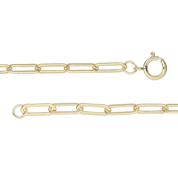 Chain, 14Kt gold-filled, 3mm textured paperclip, 18-inches with springing clasp. Sold individually. image number 0