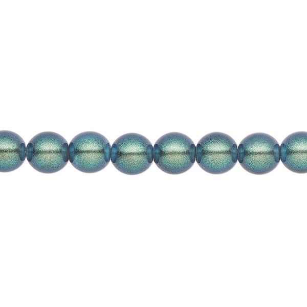 Pearl 25pk pearlescent peacock green, Preciosa Czech crystal 6mm round image number 0