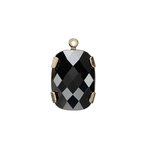 Drop 1pk jet gold plate, Crystal Passions® 18x13mm rectangle 11504 image number 0