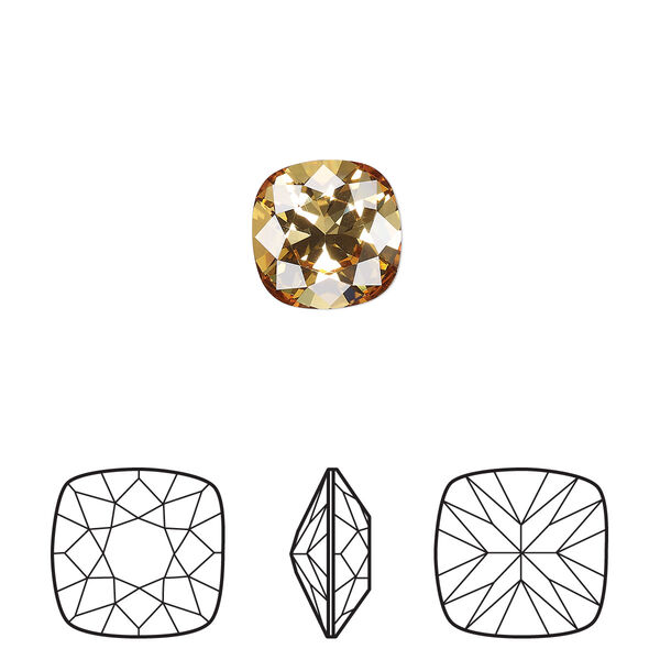 Fancy stone 2pk golden topaz foil back, Crystal Passions® 10mm square 4470 image number 0