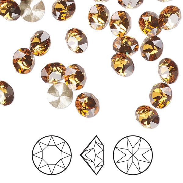 Chaton 288pk light amber foil back, Swarovski® 6.14-6.32mm round SS29 1088 image number 0