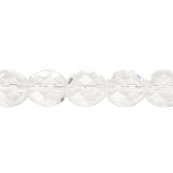 Bead, Czech fire-polished glass, clear, 10mm faceted round. Sold per pkg of 600 (1/2 mass). image number 0