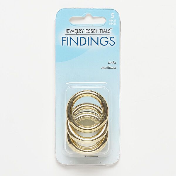 Component, gold-finished "pewter" (zinc-based alloy), 30mm open round. Sold per pkg of 5. image number 0