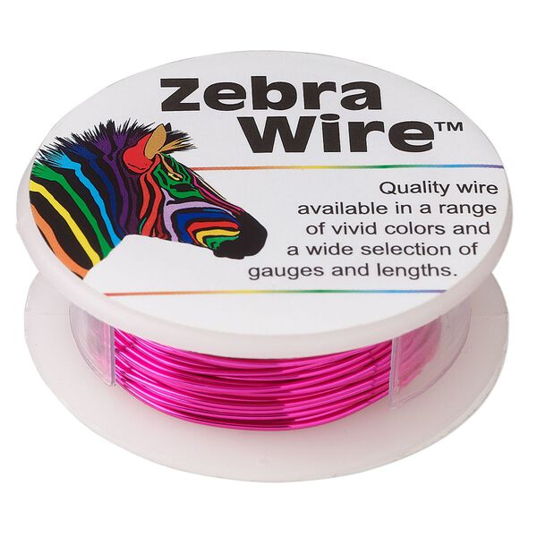 Wire, Zebra Wire™, color-coated copper, fuchsia, round, 20 gauge. Sold per 15-yard spool. image number 0