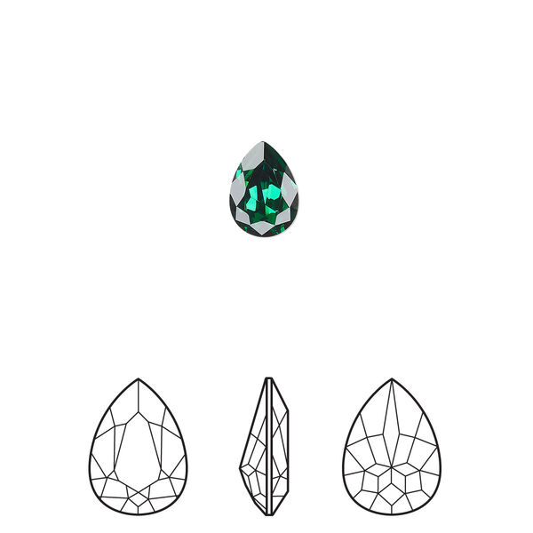 Fancy stone 180pk majestic green foil back, Swarovski® 8x6mm pear 4320 image number 0