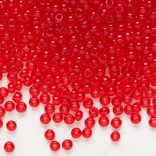 Seed bead, Preciosa Ornela Czech glass, pkg/500g, #8 rocaille, transparent red, (90070). image number 0