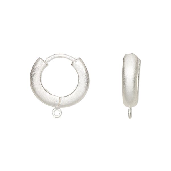 Earring hoop 1pkg2 sterling silver, 16mm hinged / closed loop, 1 pair image number 0