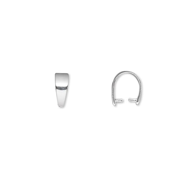 Bail, ice-pick, sterling silver, 8x3mm with 5mm grip length. Sold per pkg of 4. image number 0