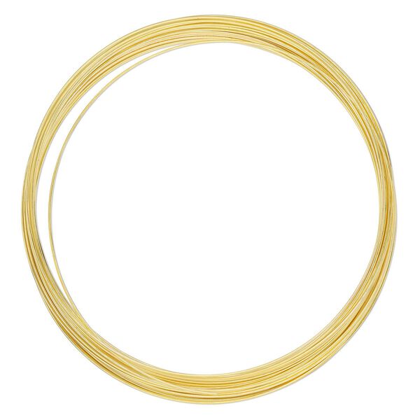 Memory wire, gold-finished stainless steel, 3-5/8 inch necklace, 0.6-0.75mm thick. Sold per 1-ounce pkg, approximately 30 loops. image number 0
