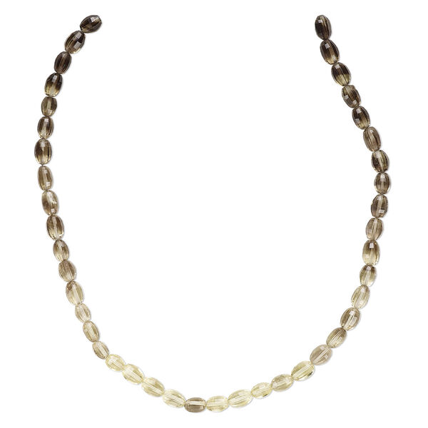 Lemon smoky quartz / lemon quartz 1pkg1, hand-cut faceted oval bead B+ grade, 13 inch 7x6mm-10x7mm image number 0