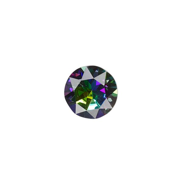 Chaton, crystal rhinestone, crystal vitrail, foil back, 12.97-13.22mm faceted round, SS55. Sold per pkg of 2. image number 0
