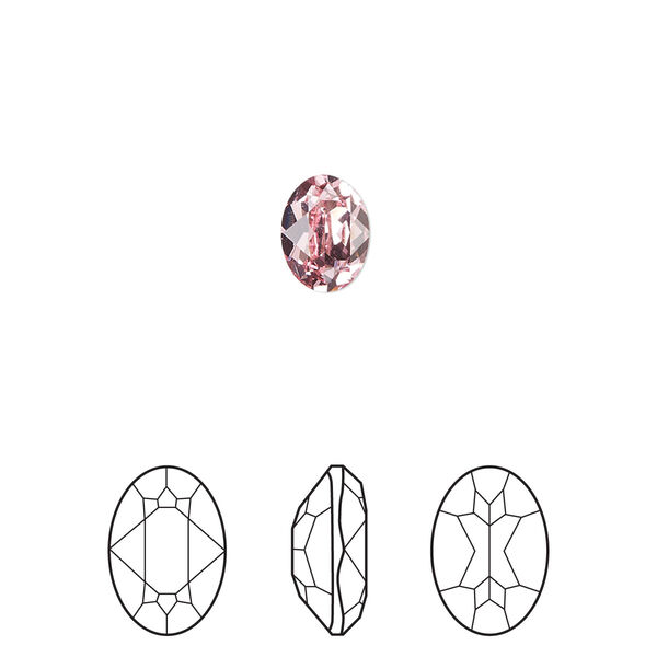 Fancy stone 180pk light rose foil back, Swarovski® 8x6mm oval 4120 image number 0