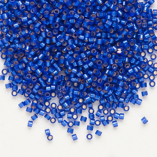 Seed bead, Delica®, glass, pkg/7.5g, #11 round, translucent semi-matte silver-lined dark blue (DB-0696). image number 0