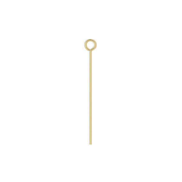 Eye pin, gold-plated brass, 1 inch, 24 gauge. Sold per pkg of 100. image number 0