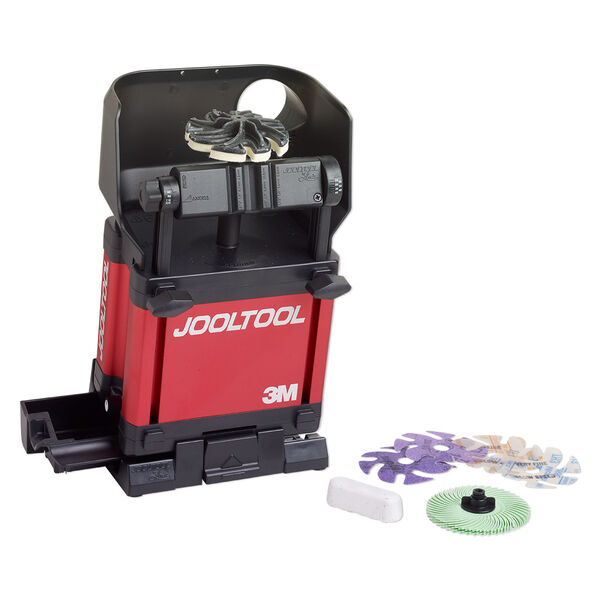 Sharpening and polishing system, Jooltool™, aluminum / plastic / steel, black and red, 100-240v / 50-60 HZ, 12 x 5-1/2 x 7 inches. Sold per 14-piece set. image number 0