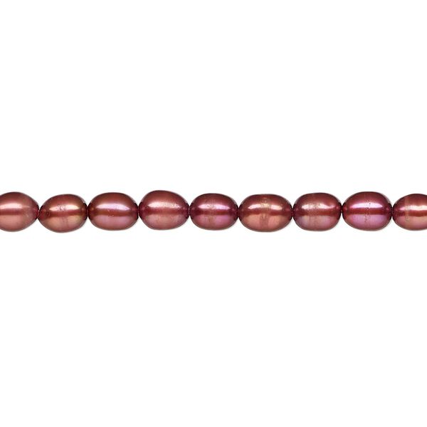 Pearl, cultured freshwater (dyed), pomegranate, 4-5mm rice, C grade, Mohs hardness 2-1/2 to 4. Sold per 15-inch strand. image number 0