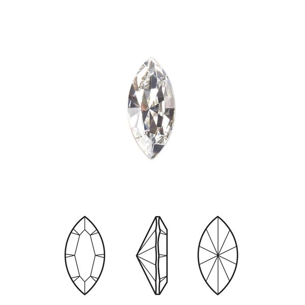 Fancy stone 12pk crystal foil back, Crystal Passions® 15x7mm navette 4228 image number 0