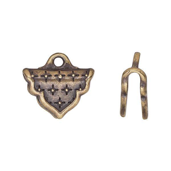 Crimp end, TierraCast®, antique brass-plated pewter (tin-based alloy), 18.5x13mm Marrakesh, 3.7mm inside diameter. Sold per pkg of 10. image number 0