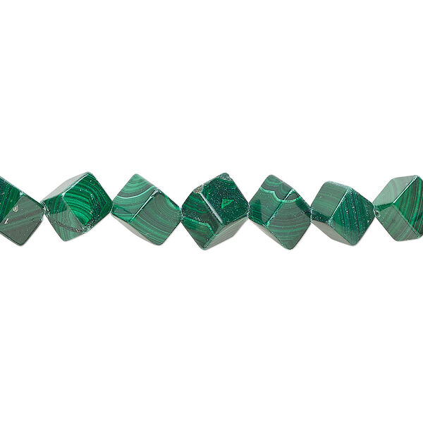 Malachite 1pkg1, diagonally drilled cube bead natural 8 inch 6mm image number 0