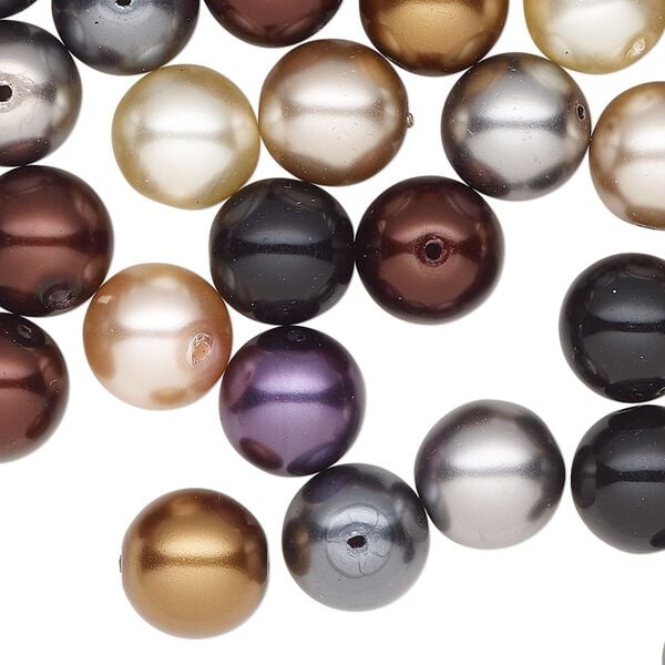 Pearl 3 ounce pk mixed colors, Preciosa Czech glass 10mm round image number 0