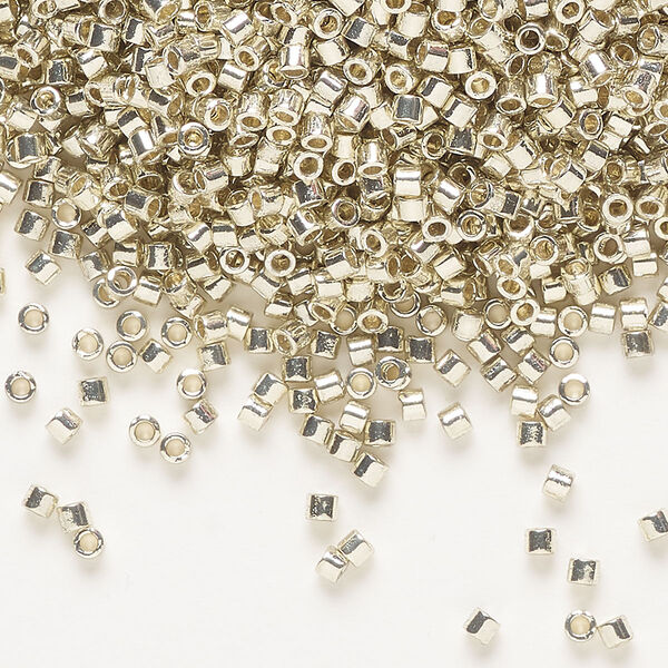 Seed bead, Delica®, glass, pkg/250g, #10 round, Duracoat® opaque galvanized silver (DBM-1831). image number 0