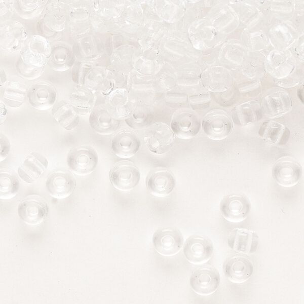 Seed bead, Miyuki, glass, pkg/25g, #6 rocaille, transparent crystal clear, (RR-131). image number 0