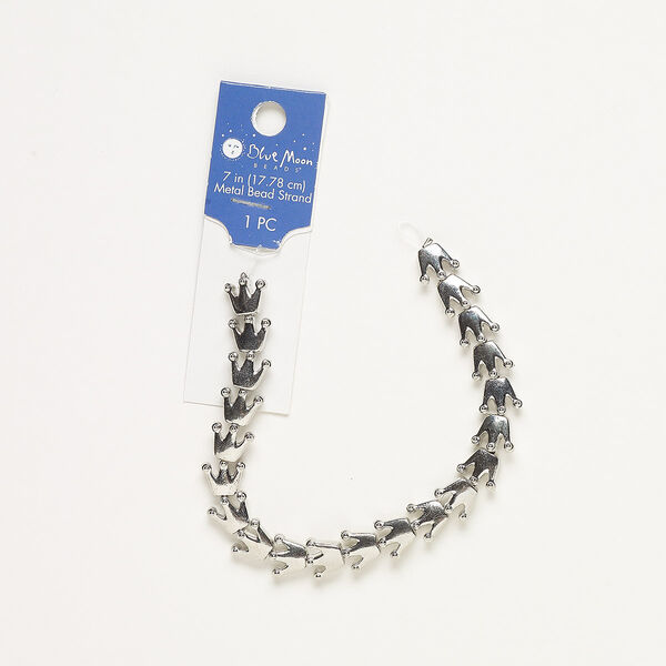 Bead, silver-finished "pewter" (zinc-based alloy), 11x9mm crown. Sold per 7-inch strand. image number 0