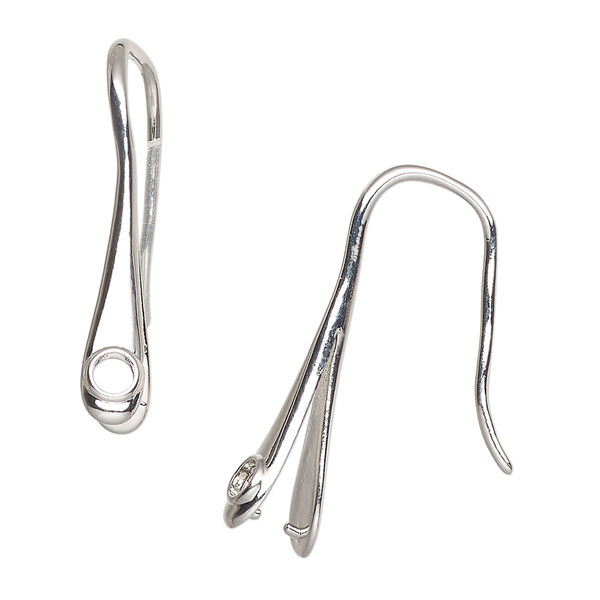 Ear wire brass 1pk 29mm fishhook, SS12 or 3mm flat back and ice-pick with 7.5mm grip length, antique silver finish image number 0