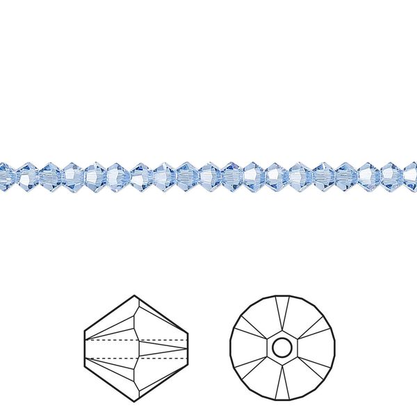 Bead 48pk light sapphire, Crystal Passions® 3mm bicone 5328 image number 0