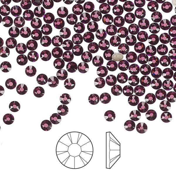Flat back 1440pk amethyst foil back, Preciosa MAXIMA Czech crystal hotfix rhinestone 2.7-2.9mm chaton rose round SS10 image number 0