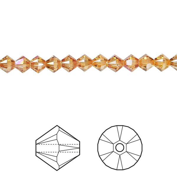 Bead 144pk crystal summer blush, Crystal Passions® 4mm bicone 5328 image number 0