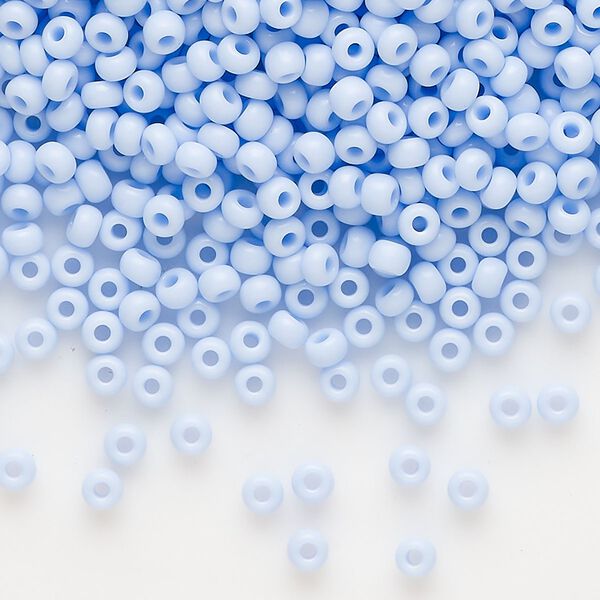 Seed bead, Preciosa Ornela, glass, opaque light blue, #8 rocaille. Sold per 500-gram pkg. image number 0