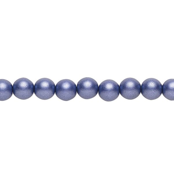 Bead, Czech glass druk, opaque satin dark purple, 6mm round. Sold per 15-1/2" to 16" strand. image number 0