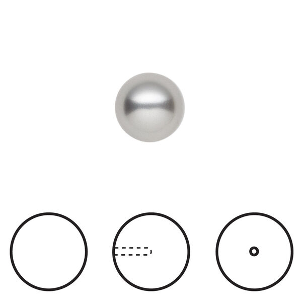 Pearl 100pk grey, Swarovski® 10mm half-drilled round 5818 image number 0
