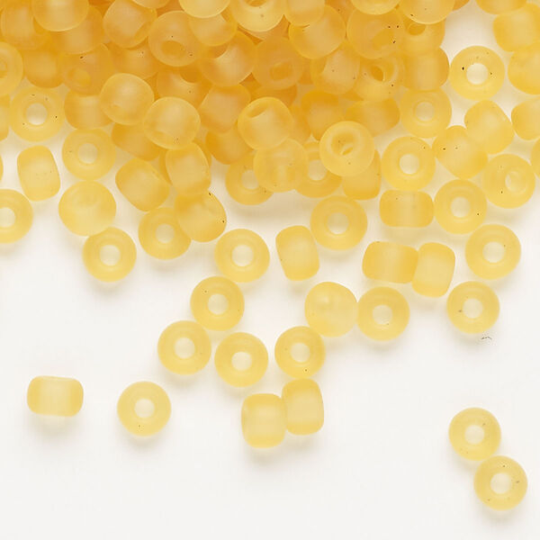 Seed bead, Miyuki, glass, pkg/250g, #6 rocaille, translucent matte light topaz (RR-132F). image number 0