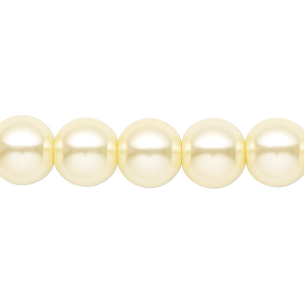 Bead, opaque light yellow, 10mm round. Sold per pkg of (2) 15-1/2" to 16" strands. image number 0