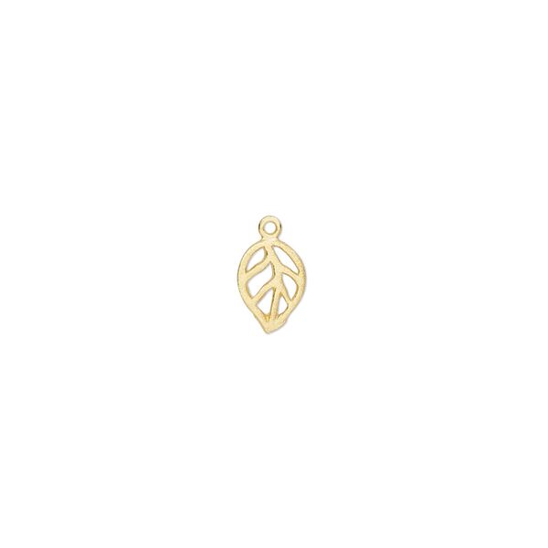 Charm Amoracast® 1pkg1 sterling silver, 7x5mm single-sided cutout open leaf, "vermeil" (gold finish) image number 0