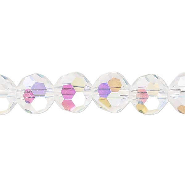 Bead 1pk 32 facets transparent clear AB, Celestial Crystal® 10mm round 15.5-16 inch image number 0