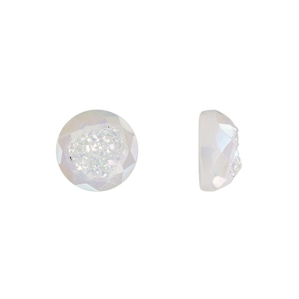 Druzy agate 1pkg1, hand-cut calibrated faceted round cab 10mm image number 0