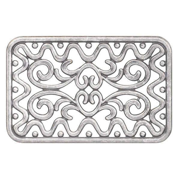 Focal, antique silver-plated steel, 49x32mm single-sided fancy rectangle. Sold per pkg of 8. image number 0