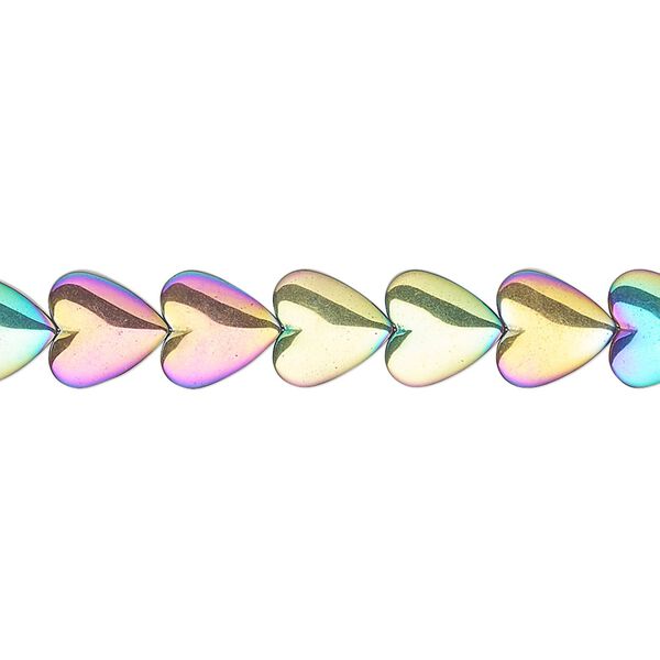 Hemalyke™ 1pkg1, electroplated heart bead 15.5-16 inch 8mm image number 0