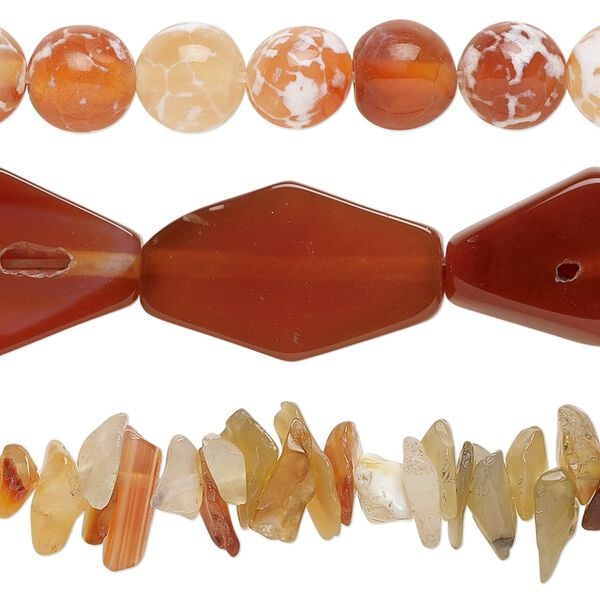 Red agate 1pkg3, mixed shape bead 15 inch mix 5x1mm-25x14mm image number 0