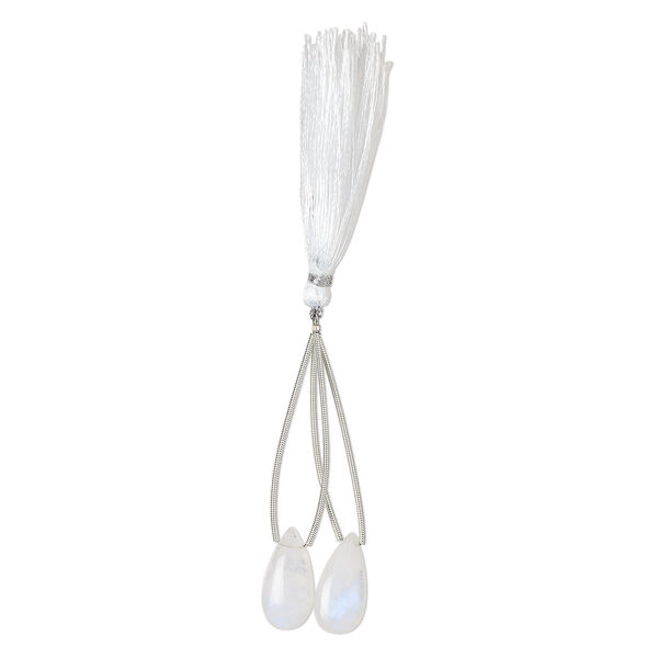 Rainbow moonstone 1pkg2, hand-cut top-drilled puffed teardrop bead natural 20x10mm image number 1