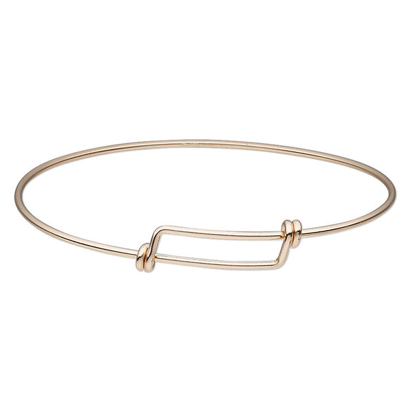 Bracelet, bangle, 14Kt rose gold-filled, 1.5mm wide, adjustable from 7-1/2 to 8-1/2 inches. Sold individually. image number 0