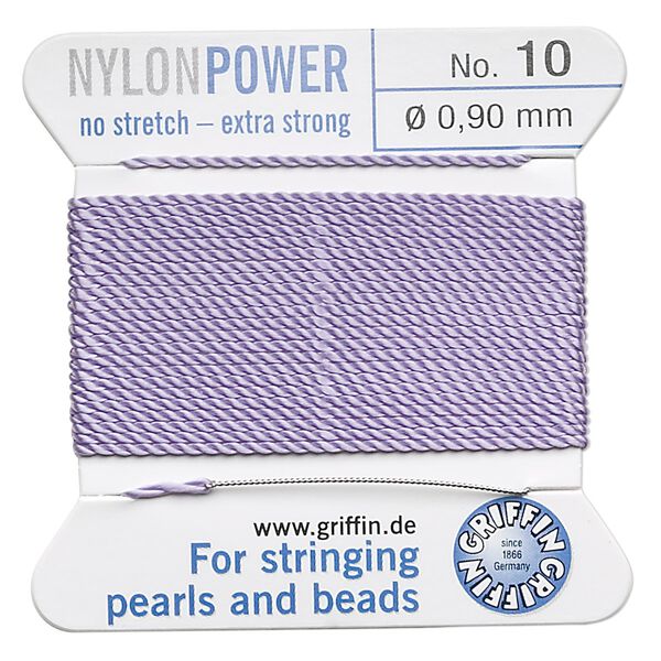 Thread, Griffin, nylon, lilac, size #10. Sold per 2-meter card (approximately 78 inches). image number 0