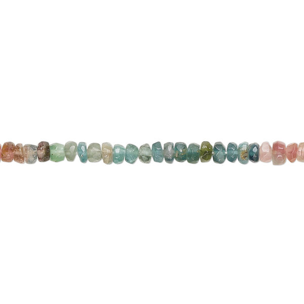 Bead, multi-tourmaline (natural), 3x1mm-4x2mm hand-cut faceted heishi with set pattern and 0.4-0.6mm hole, C+ grade, Mohs hardness 7 to 7-1/2. Sold per 14-inch strand. image number 0